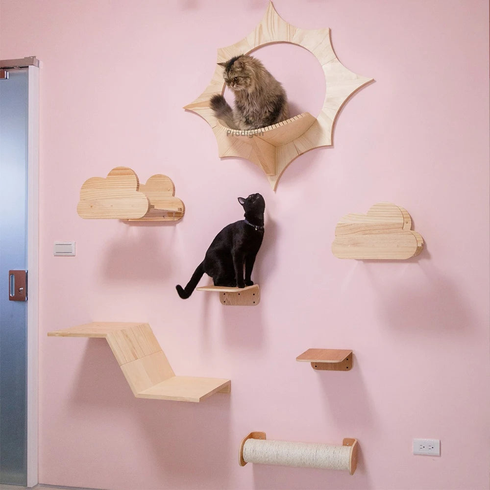 Étagères Murales Double Niveau pour Chats