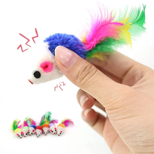 Souris avec plumes pour chat