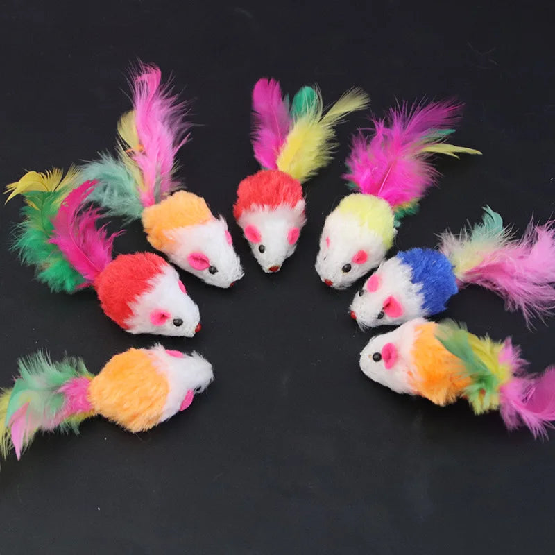 Souris avec plumes pour chat
