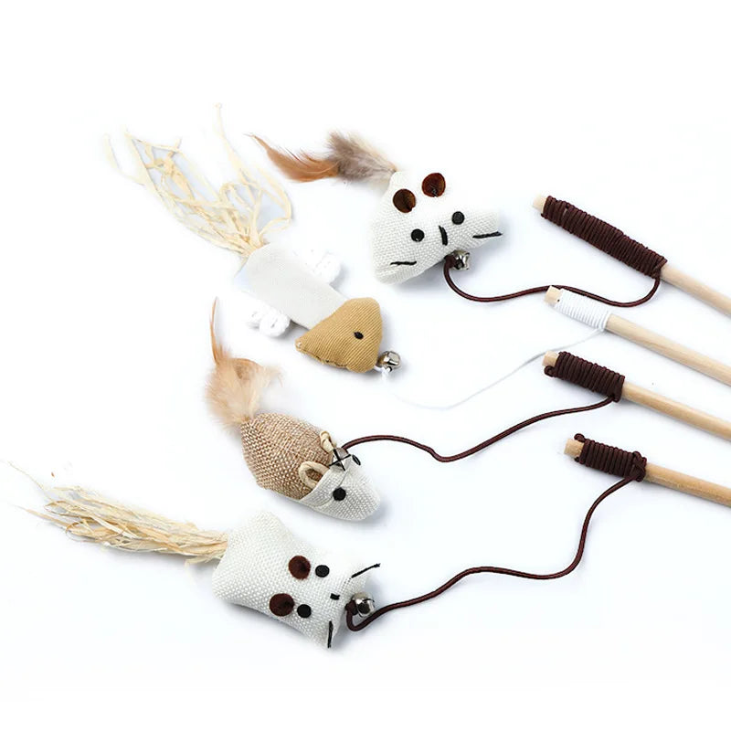 Jouets Interactifs pour Chat – Canne à Plumes & Souris