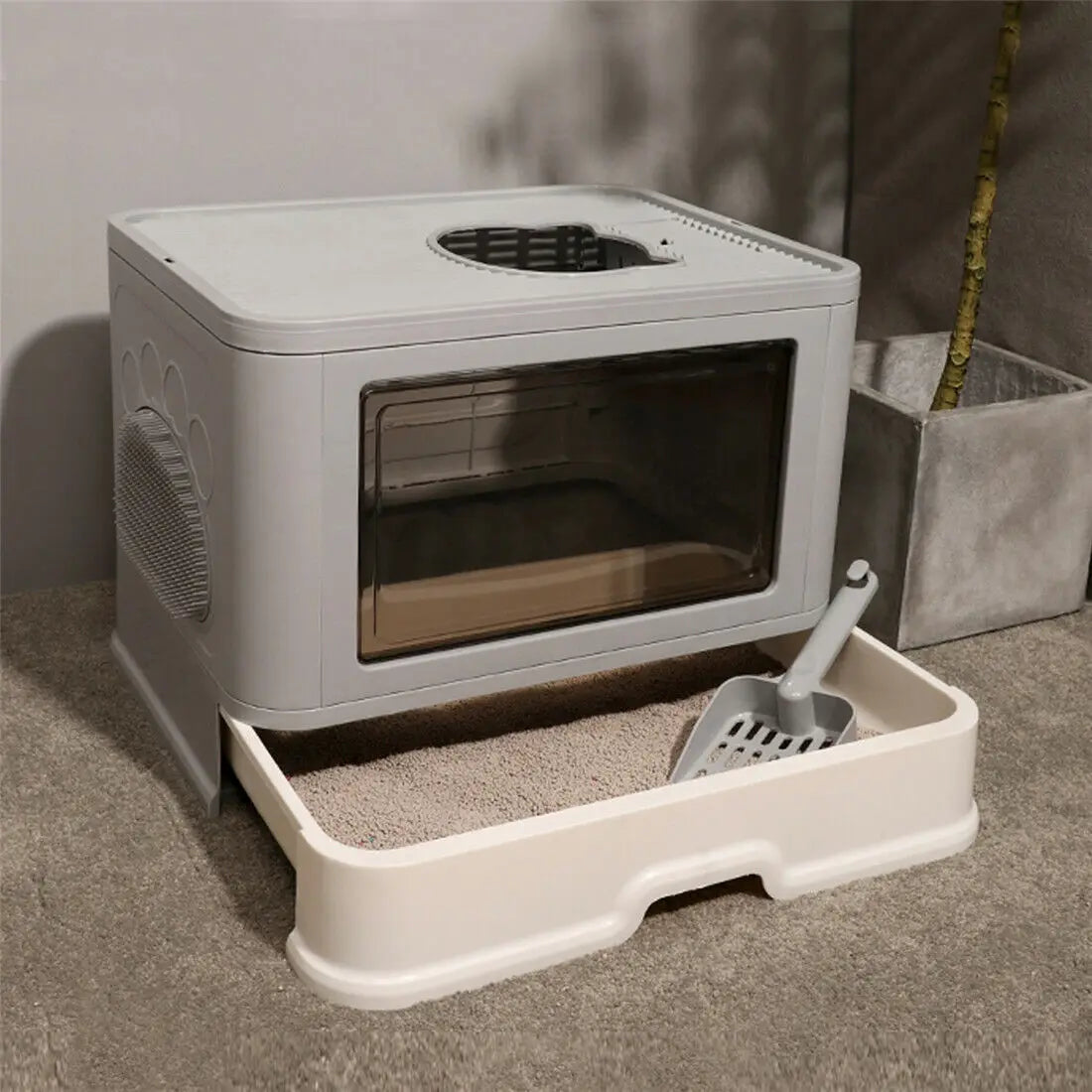 Niche fermée pour Chat avec Tiroir & Pelle