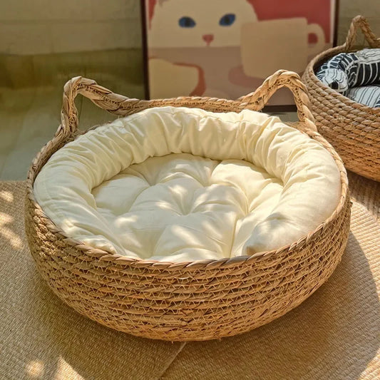 Nid pour Chat en Rotin Tressé à la Main