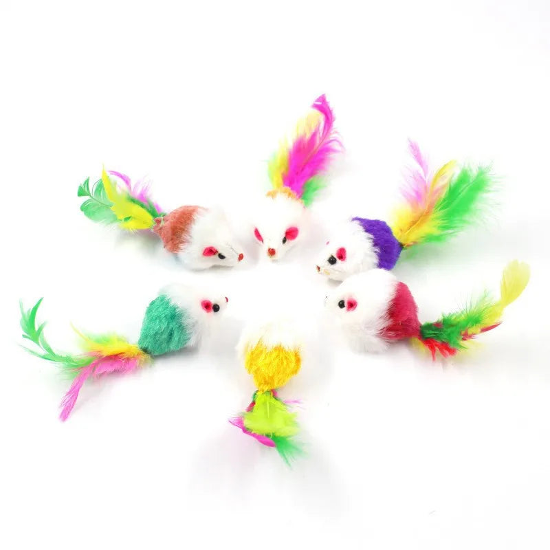 Souris avec plumes pour chat